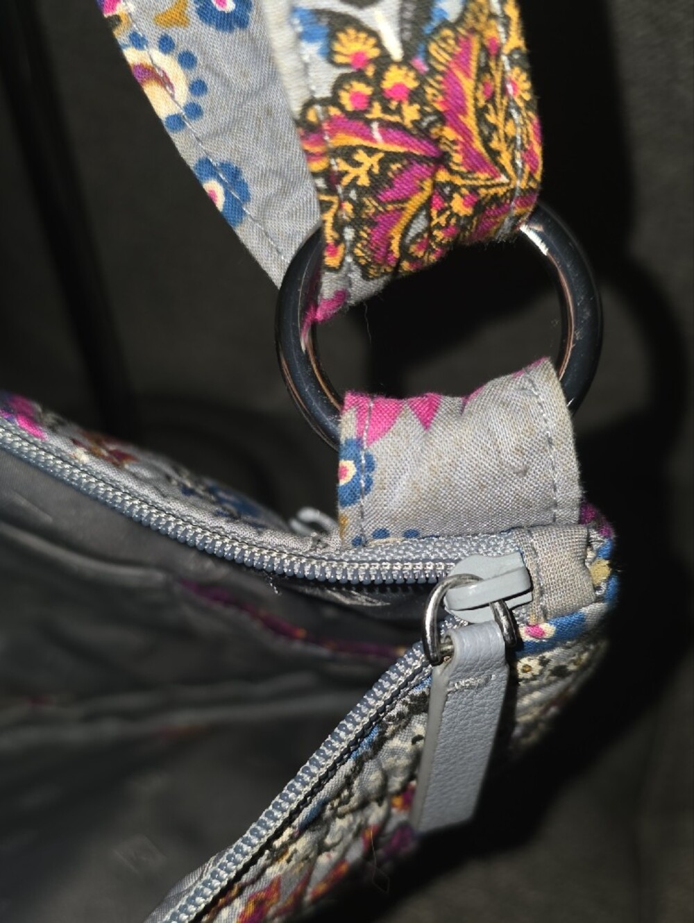 Vera Bradley Quilted Paisley Shoulder Bag in Pink and Gray - Picture 7 of 9
